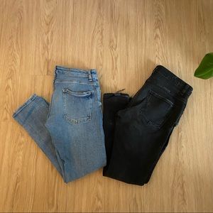Zara Skinny Jeans 2 Bundle - black & blue size 31 distressed